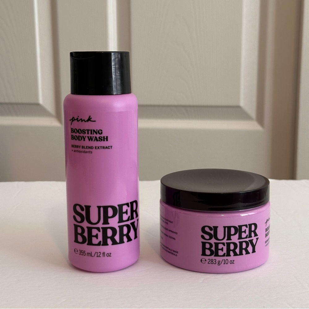Victoria's Secret Pink Super Berry Body Wash and Scrub Skincare Set